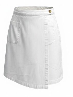 Real Comfort woman’s White-A-Line Wrap Skirt w/Front Pockets Cotton SZ 12 EUC